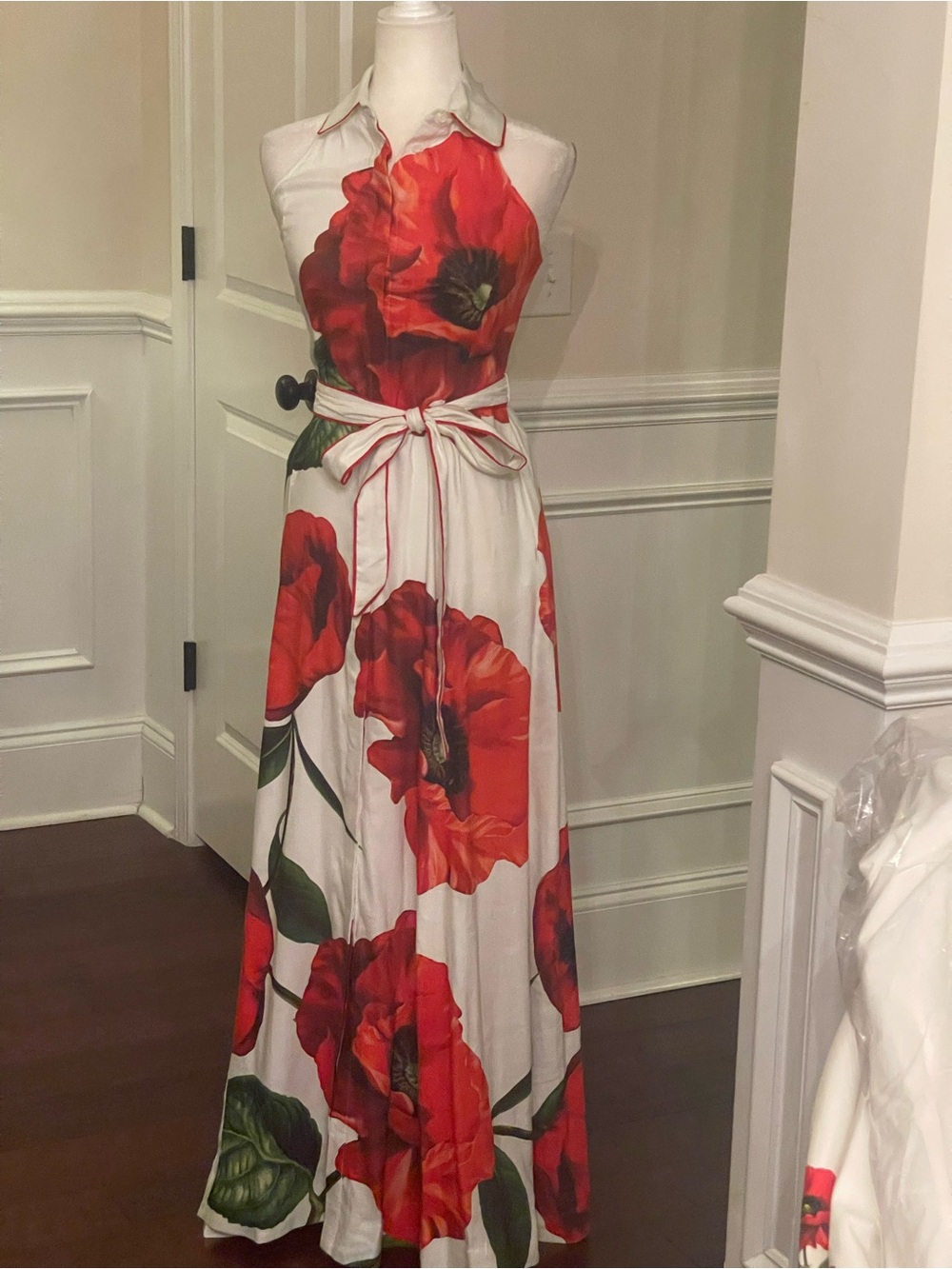 Alice & Olivia Chassidy Summer Poppy Halter top shirt dress